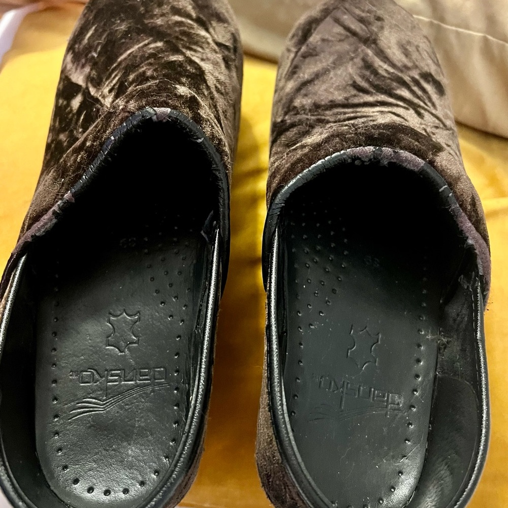Brown velour Dansko clog, size 9